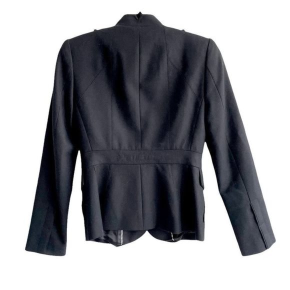 Banana REPUBLIC Black Stretch Wool Military Style Jacket Blazer 0 - Picture 4 of 7